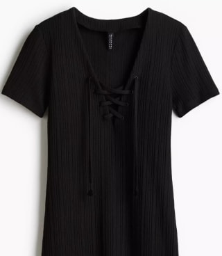 Vestido Bodycon Con Detalle De Lazada Punto Acanalado Por $9.742