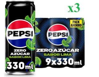 3 Pack de 9 Latas de Pepsi Zero Lima Bebida de cola 330 ml por 13.21€
