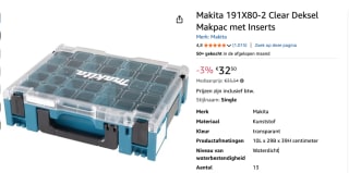 Makita 191X80-2 Mbox organizer met vakverdeling voor €32,50 bij Amazon