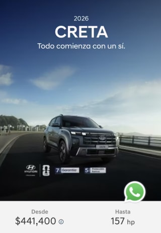 Hyundai Creta 2026 por solo $376,400