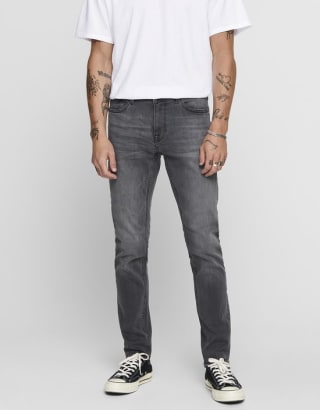 Only & Sons Skinny Jeans 'Warp' in Grey Denim voor €12 bij Bol
