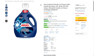 Jabón Ariel 4.8L por $179 | Oferta Amazon