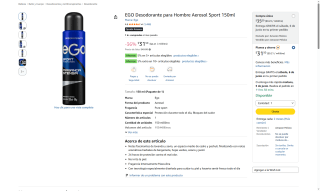 Desodorante EGO Sport 150ml por $32 | Oferta Amazon