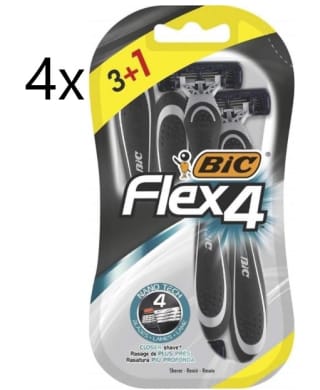 4x Blíster de 3+1 cuchillas de afeitar, Bic Flex4 por 11.37€