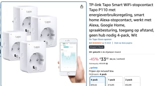 TP-Link Tapo P110 - Slimme Stekker - Smart Plug - 4 stuks voor €33,,02 bij Amazon