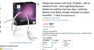 Philips Hue Solo Lightstrip 10 meter White en Color Ambiance voor €89 bij Amazon
