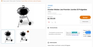 Asador Weber Joe Premier Jumbo 22 Pulgadas por $1,725 en Chedraui
