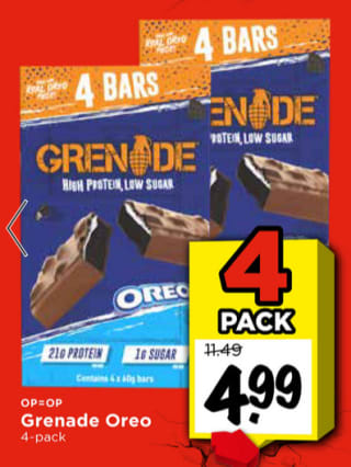 Grenade Oreo 4-pack 240 Gram voor €4,99 bij Vomar