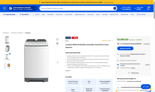 Lavadora Midea Impeller 18 kg por $4,792 | Walmart (BBVA MSI)