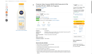 Protector Solar NIVEA SUN FPS 50+ por $128 | Oferta Amazon