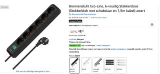 Brennenstuhl Eco-Line Stekkerdoos 6x stekkerdoos voor €5,67 bij Amazon
