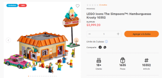 LEGO Icons The Simpsons: Hamburguesas Krusty $3,399 | Juguetron (MP y AMEX)
