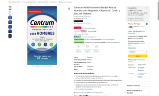 Centrum Multivitamínico Hombre 60 tabletas por $200 | Amazon