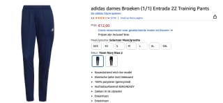 adidas Entrada 22 Trainings broek voor €12 bij Amazon