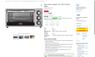 Horno Tostador Oster 15L TSSTTV15LTB Negro por $799 | Amazon