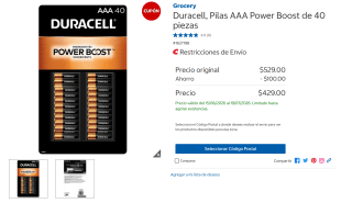 Pilas AAA Duracell 40 piezas por $429 | Oferta Costco