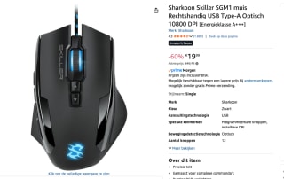 Sharkoon Skiller SGM1 Optical Gaming Mouse voor €19,99 bij Amazon