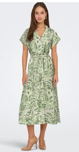 Vestido midi con cuello clásico y manga corta Blanco hielo jdy por 11.90€