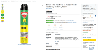Baygon Total Insecticida en aerosol (400 ml) por $33 en Amazon