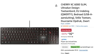 CHERRY KC 6000 Slim toetsenbord voor €16,99 bij Amazon