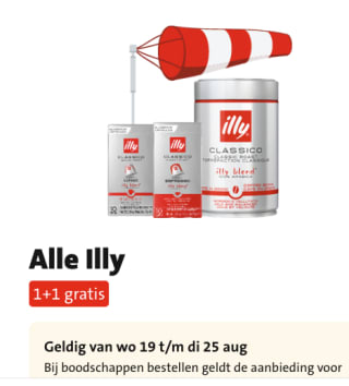 Alle Illy koffiebonen en koffiecups 1+1 gratis bij Jumbo