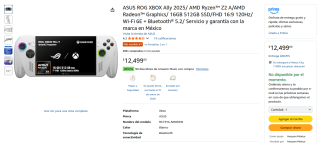 ASUS ROG XBOX Ally 2025 512GB por $8,750 | Amazon (Santander, BBVA, HSBC)