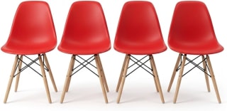 DASCK Pack 4 Sillas Nordicas de Comedor Estilo Escandinavo rosa y roja por 54.89€