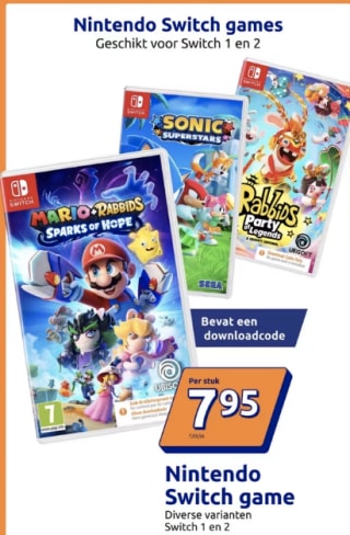 Nintendo switch games voor €7,95 bij de Action