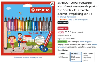 Viltstift STABILO Trio Scribbi 368/14 assorti etui à 14 stuks voor €11,13 bij Amazon