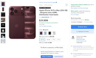 iPhone 18 Pro Max 256GB por $27,503 en Mercado Libre