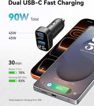 INIU Car Charger, 90W (Dual USB-C 45W) for £5.99 at Amazon