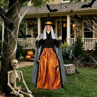 JOYIN Bruja animada de Halloween (182 cm) por $452.96 en Amazon