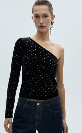 Top terciopelo asimétrico strass por 2.99€