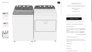 Whirlpool Lavadora 22Kg + Secadora $18,534 | Oferta El Palacio de Hierro