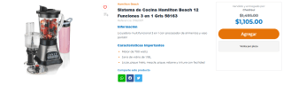 Sistema de Cocina Hamilton Beach 12 Funciones 3 en 1 por $1,105 | Chedraui