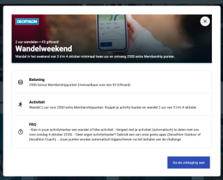 Krijg een 5 euro giftcard van decathlon voor 2 uur wandellen
