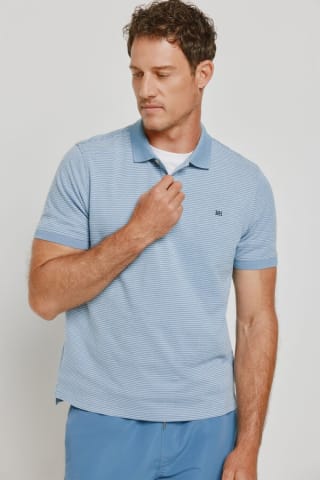 Pedro del Hierro polo rayas manga corta azul por 12,79€