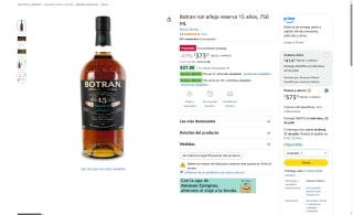 Botran Ron Añejo Reserva 15 años por $373 | Oferta Amazon