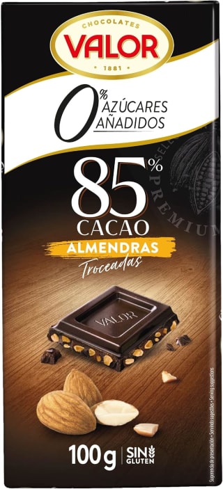 Valor Chocolate Negro 85% con Almendras (100 g) por 3,44€