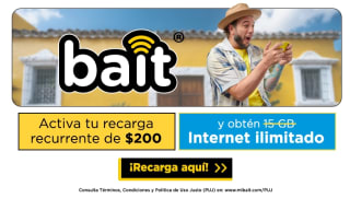 Recarga recurrente con Internet ilimitado por $200 en Bait