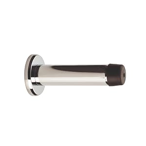 Carlisle Brass Wall Mounted Cylinder Door Stop with Rose - Polished Chrome, 1 Set, 1