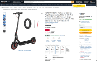 HONEYWHALE M2 Pro Scooter Eléctrico Plegable por $4,899 | Amazon