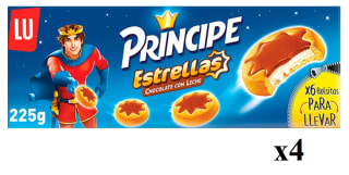 4 Pack de chocolate con leche en forma de estrellas LU PRÍNCIPE 225 g. por 5.75€