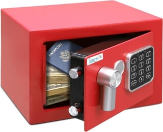 SereneLife caja fuerte digital 23 x 17 x 17 cm por 43,50€ en Amazon
