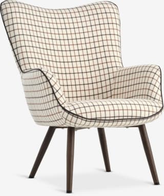 Sillón BIERSTED a cuadros tela beis/marrón por 80€ en JYSK