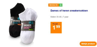 7 paar sneakersokken voor €1,99 bij Action