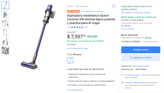 Aspiradora Dyson Cyclone V10 por $6,897 | Mercado Libre