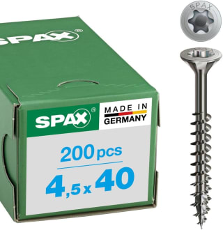 SPAX Roestvaststalen schroef (4,5 x 40 mm, 200 stuks) voor €14,99 bij Amazon