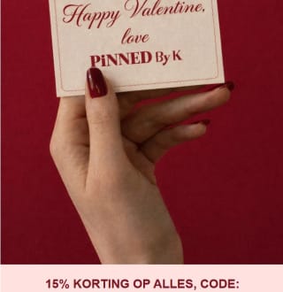 15% korting op alles bij Pinned by K