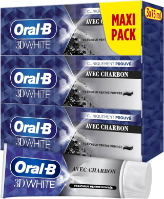 Oral-B Dentifrice Charbon 3D White (3 x 75 ml) pour 3,63€ chez Amazon
